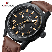 NAVIFORCE Men's Watches Fashion Brand Original Quartz Watch for Men Waterproof Luminous Leather Wristwatch Male Date Week Clock