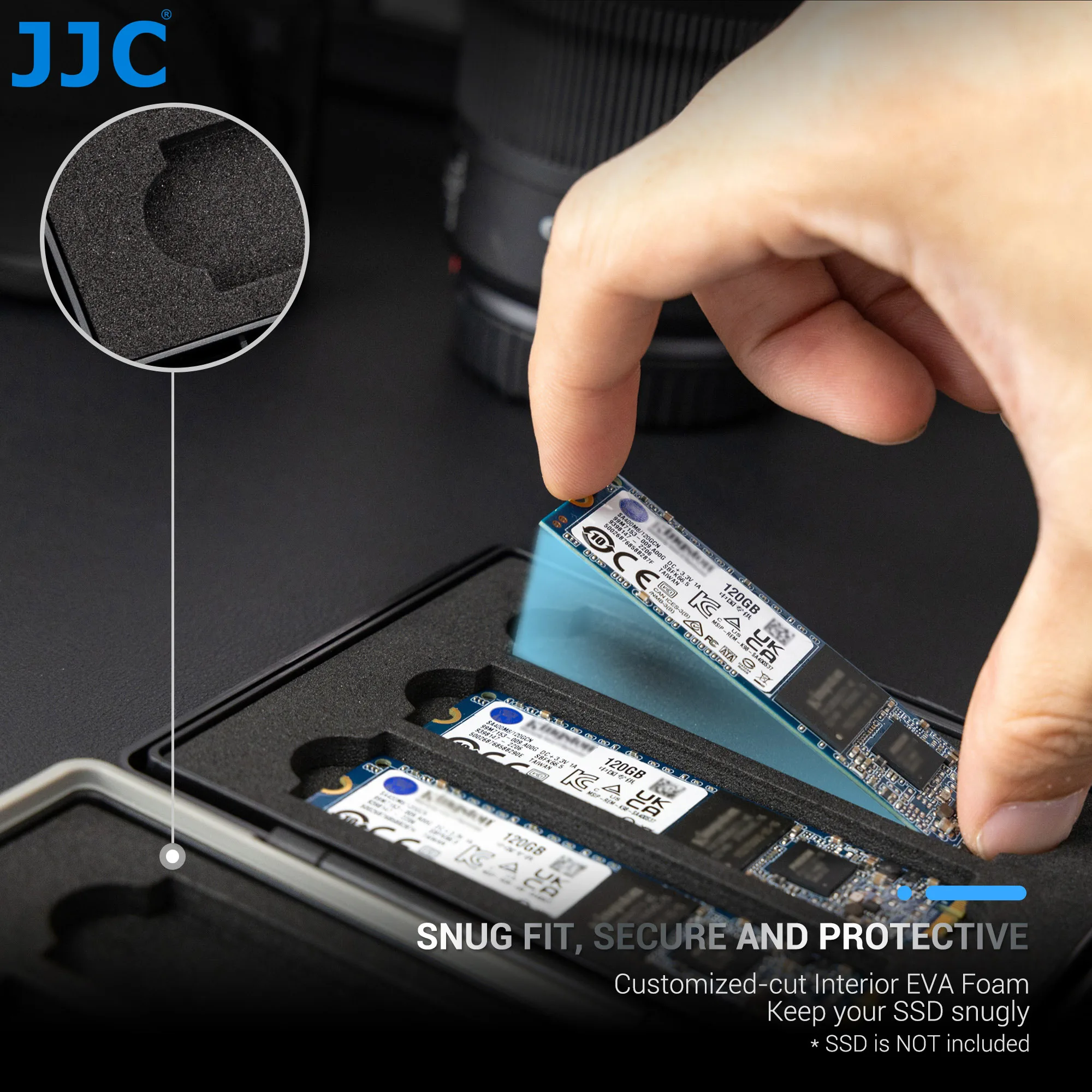 JJC 4-6 Slots Memory Card Cases SSD Holder Storage, M.2 Drive Storage M.2 2280 SSD Card Case Water-Resistant and Shockproof