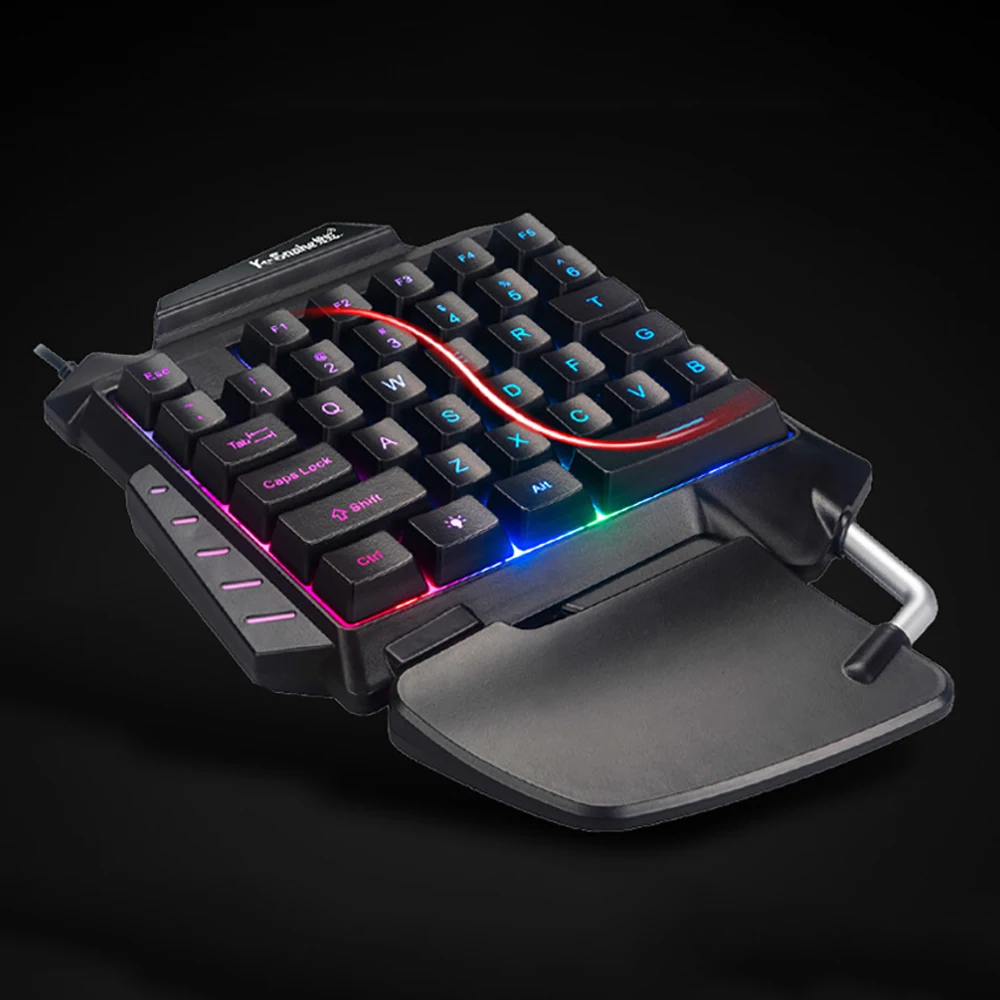 1 PCS Single-handed Keyboard Ergonomic Robotic Led Backlit Wired Gaming Keyboard Portable Gaming Keypad