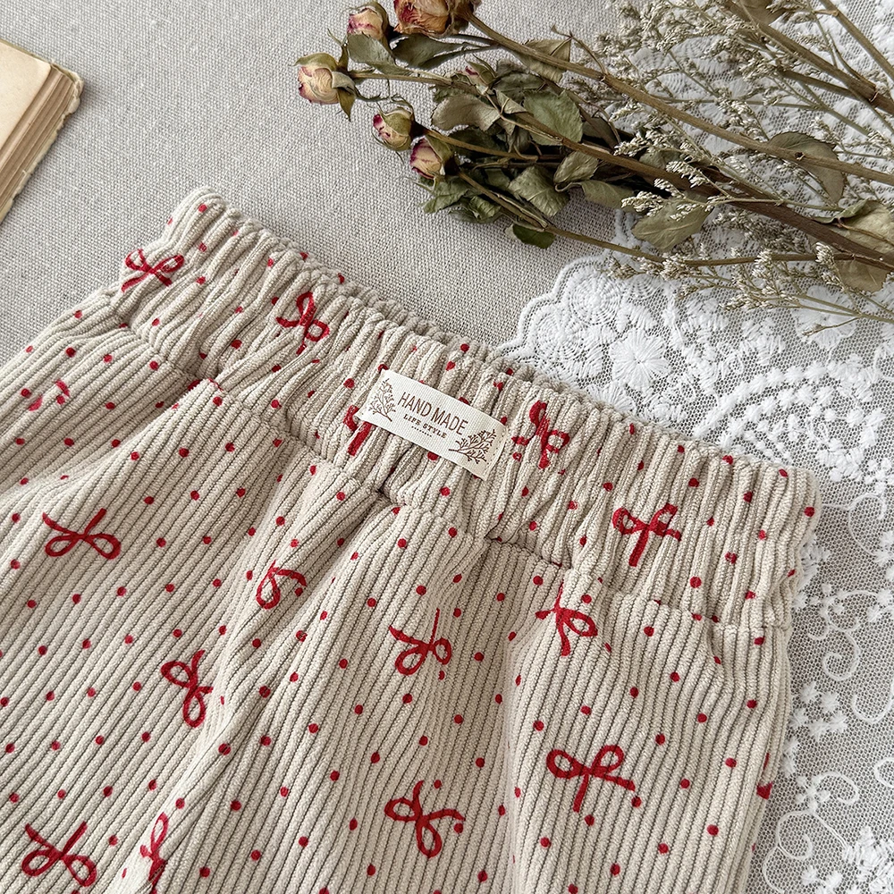 MILANCEL Babyhosen 6M-3T Baby Jungenhosen Niedliche Schleifen-Punkte Kleinkind Freizeithosen Herbst Cordhosen für Babymädchen – Detail 24