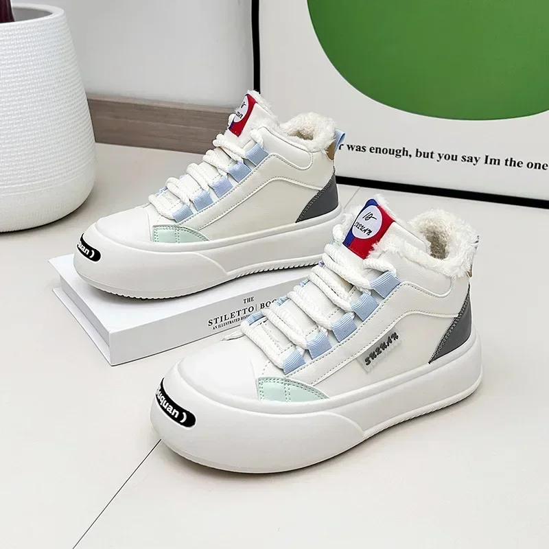 Padded Sneakers Shoes for Women Lace-up With Laces Womens Sports Snow Boots Sale On Promotion Offer Winter Footwear Slip Gyaru image 6
