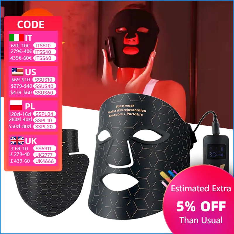 

Wholesale Silicone LED Mask Face With Neck LED Photon Red Light Infrared Therapy Flexible Facial Mask Repair Skin Wireless Use