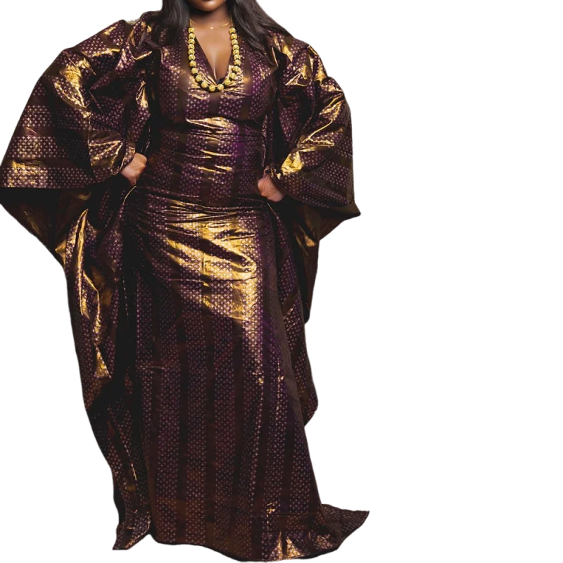 

African-style printed robe, elegant evening wedding party traditional attire for the four seasons