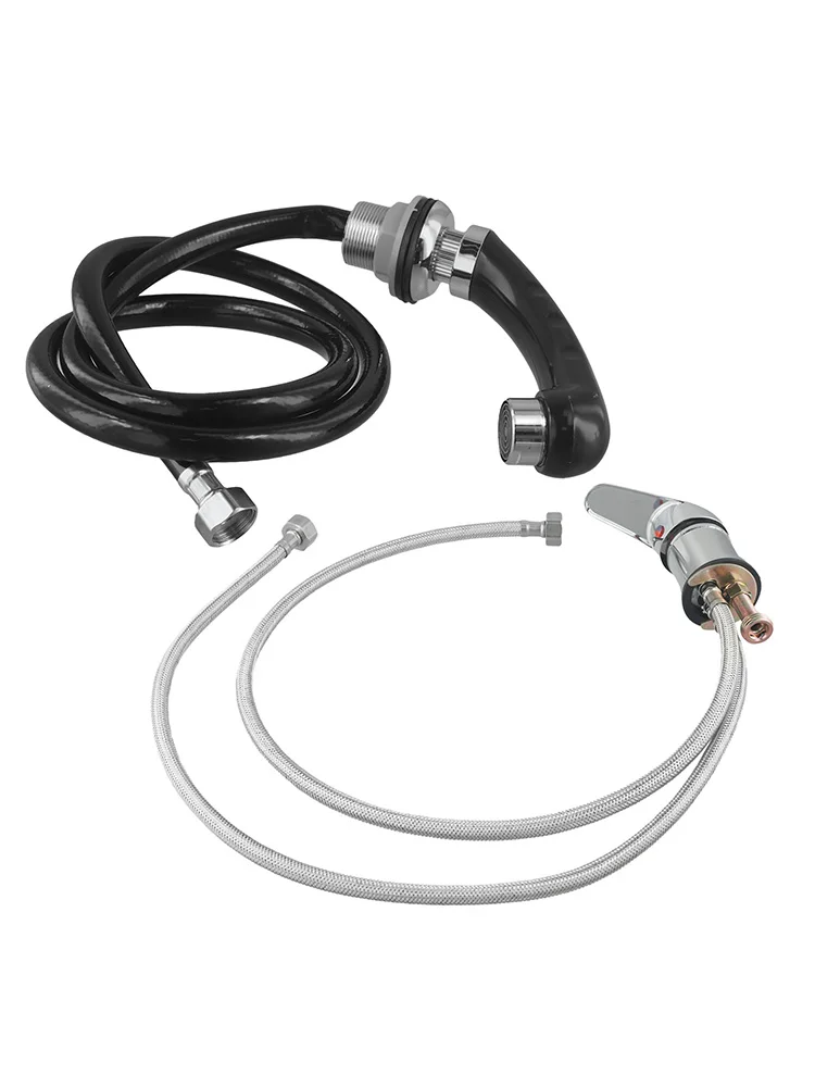Chrome Single Handle Hand Shower With Hose Extended Reach Single Handle Design Three Connections Color Silver Black