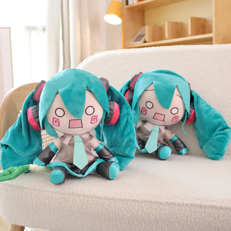 32cm Kawaii Japanese Anime Throwing scallions Fufu Plush Stuffed Toy Hatsune Miku Plush Doll Soft Pillow Future Doll Girl Gift