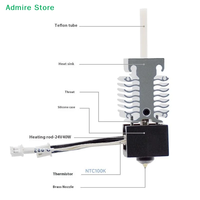 

[G]Ender 3 V3 SE Hotend Nozzle Kit Efficient Heating Cooling Dissipate Heat Stainless Steel Throat 3D Printer Accessories