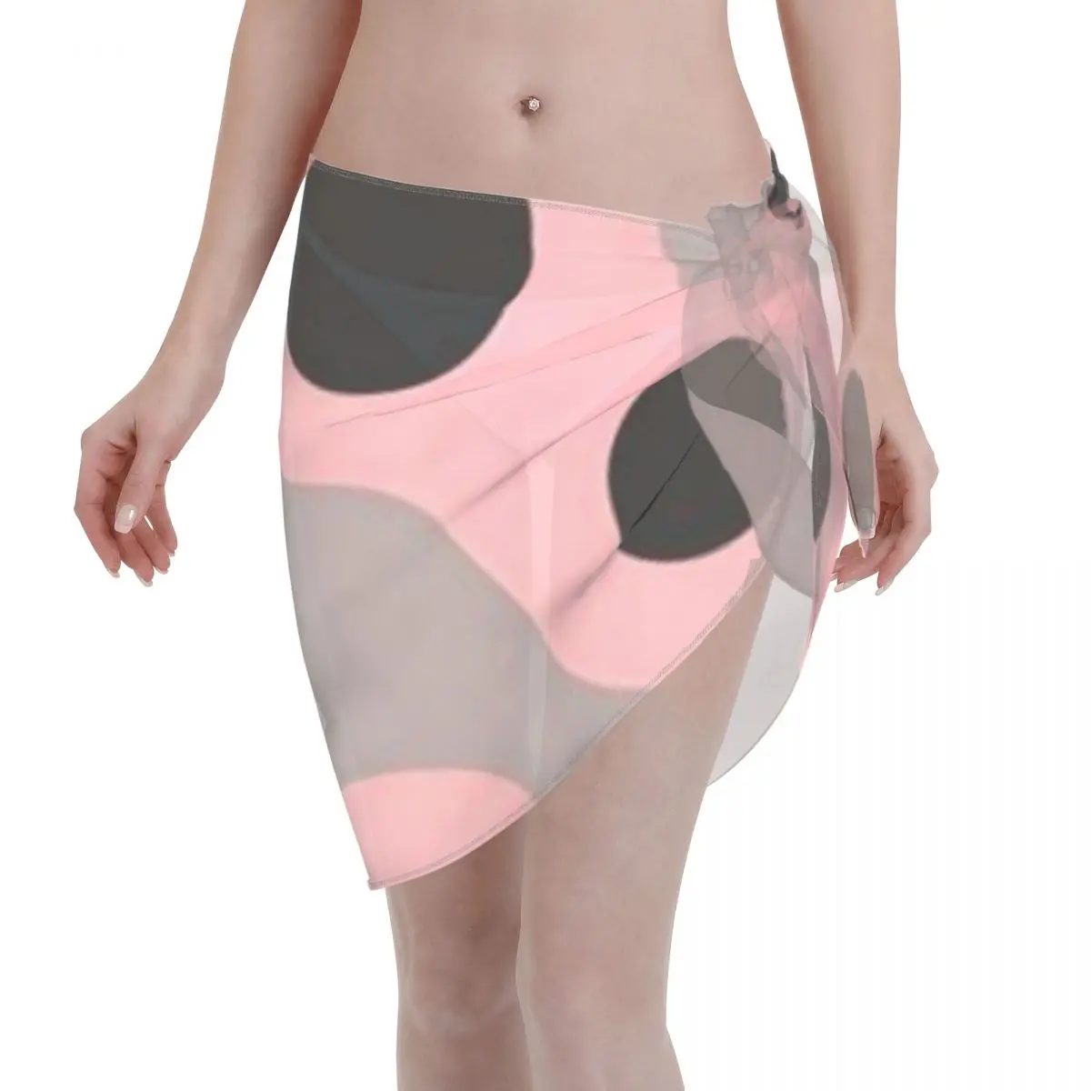 Promotion Retro Abstract Pink Circle Pattern Women's Beach Wrap SkirtBeach Sunbathing Bikini Cover Up