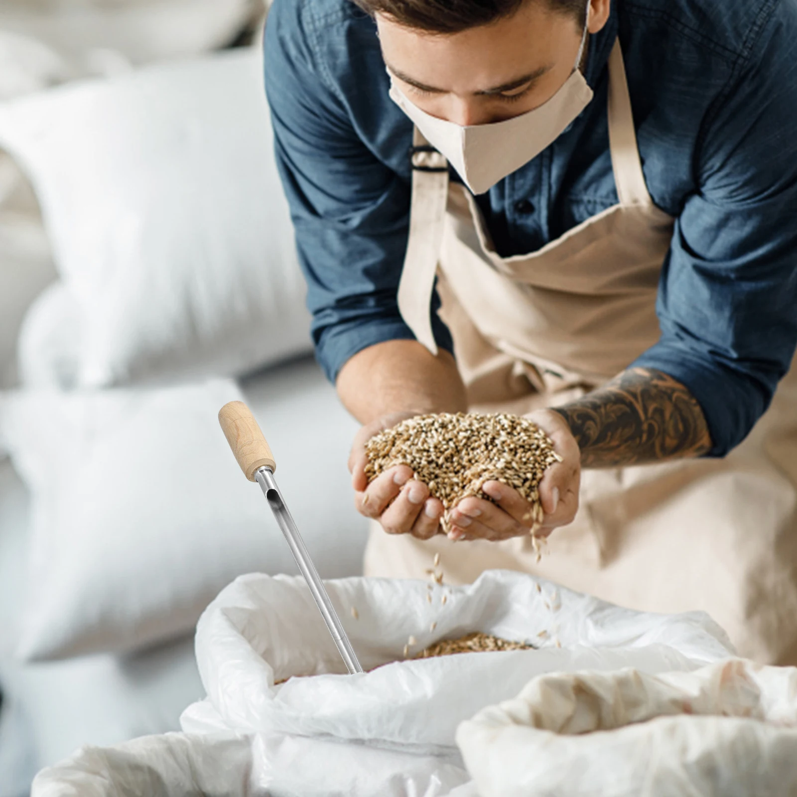 

Wheat Sampler Stainless Steel Grain Powder Sampler Agriculture Tool Portable Durable for Rice Corn Soil Sampling