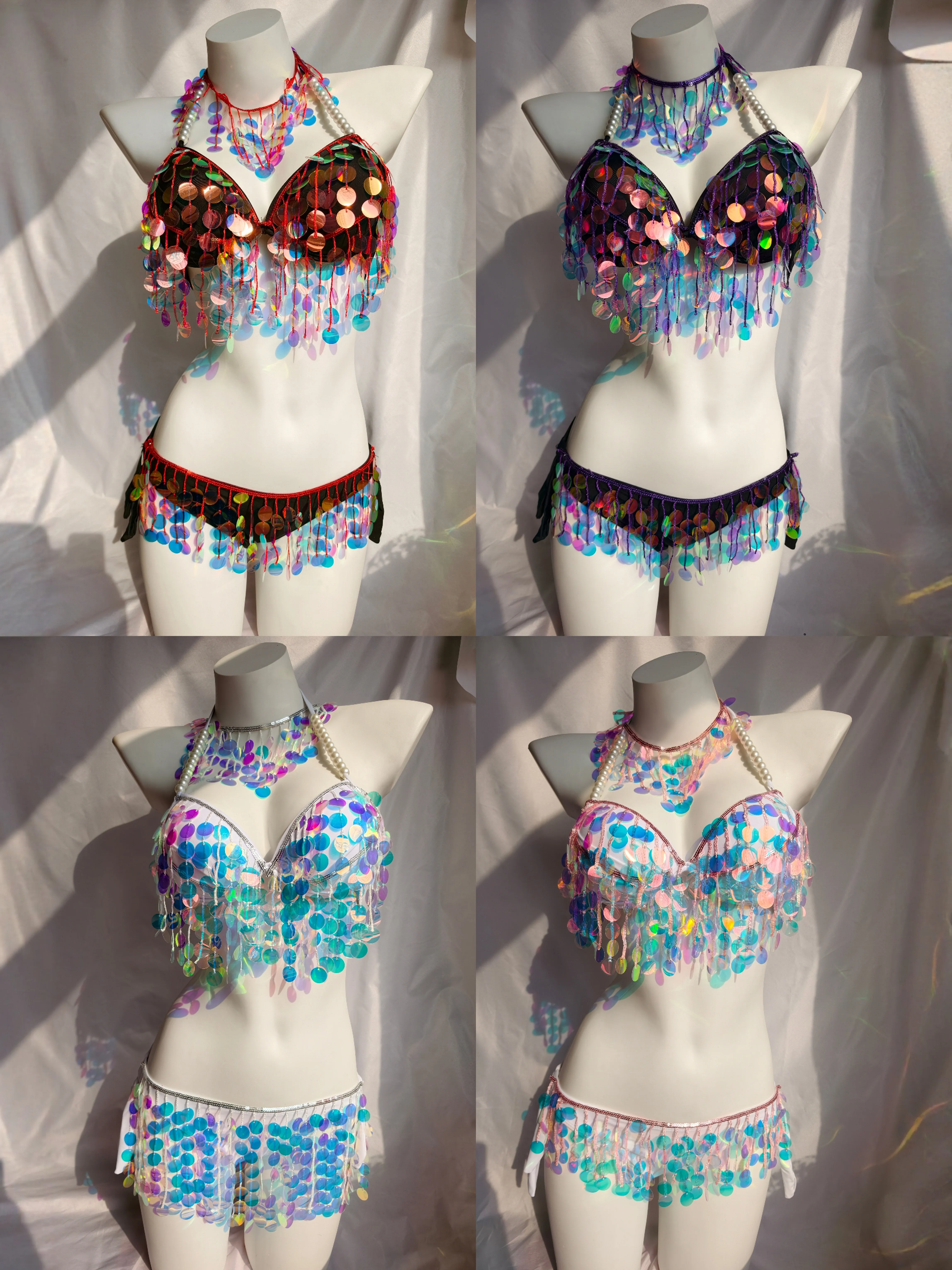 Luxury Original Handmade Mermaid Performance Bikini with Glitter Marine Park Nightclub Female Group Stage Dance Outfit