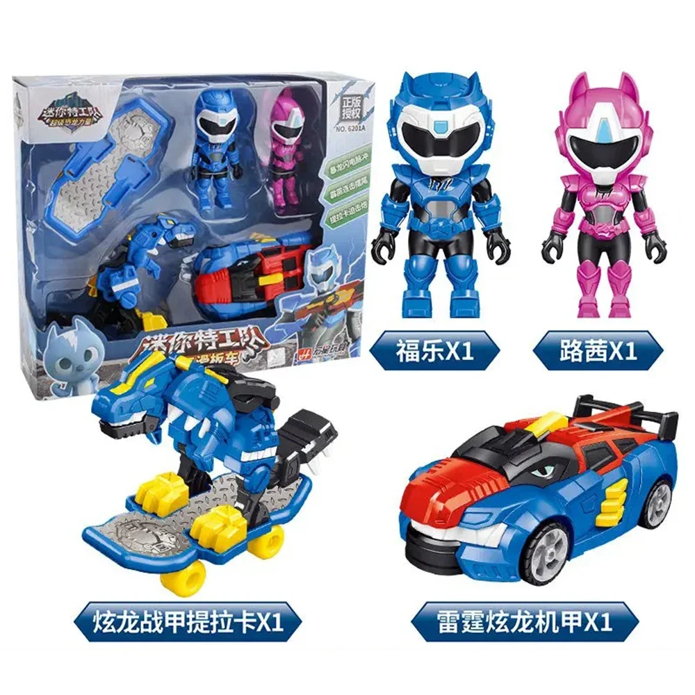 Mini Force X Super Dinosaur Power Transformation Skateboard Toys Action Figures MiniForce Warrior Model Robot Gifts