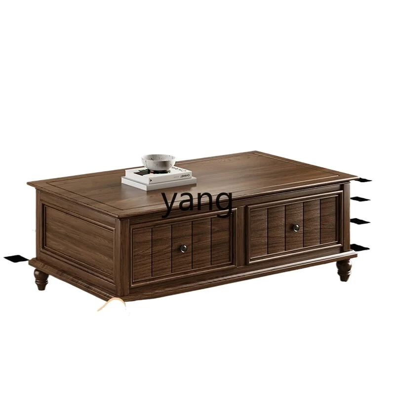 

LH retro all-solid wood coffee table TV cabinet combination small apartment simple storage tea table