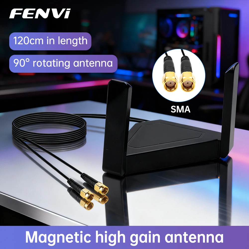 

FENVI External Antenna Dual Band 2.4G/5GHz For PCIE Desktop WiFi Adapter RP SMA External Rotating Magnet Antenna For AX210 BE200