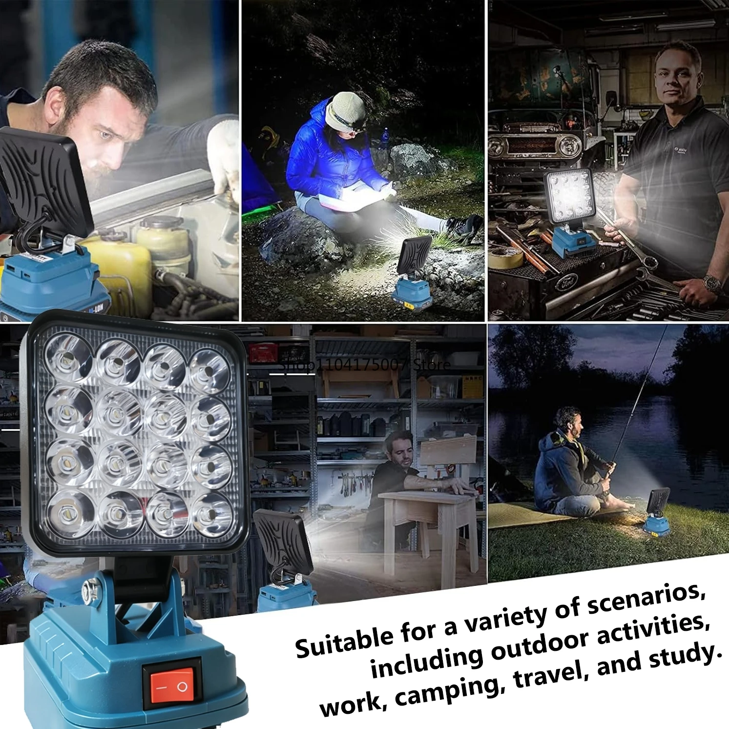LED Work Light 4 Inch For Makita 12V-24V Li-ion Battery Lamp Outdoor Flashlight Lantern Camping Emergency Light