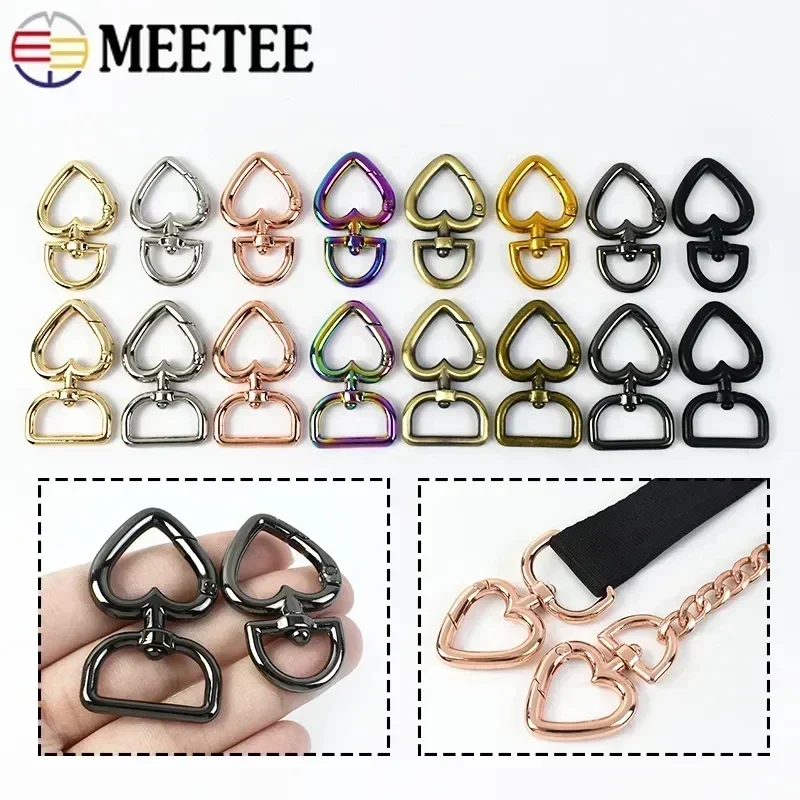 5/10Pcs 14/20mm Heart-Shaped Snap Hook Collar Carabiners Bag Strap Metal Buckles Handbag Belt Buckle Connect Pendant Key Clamp