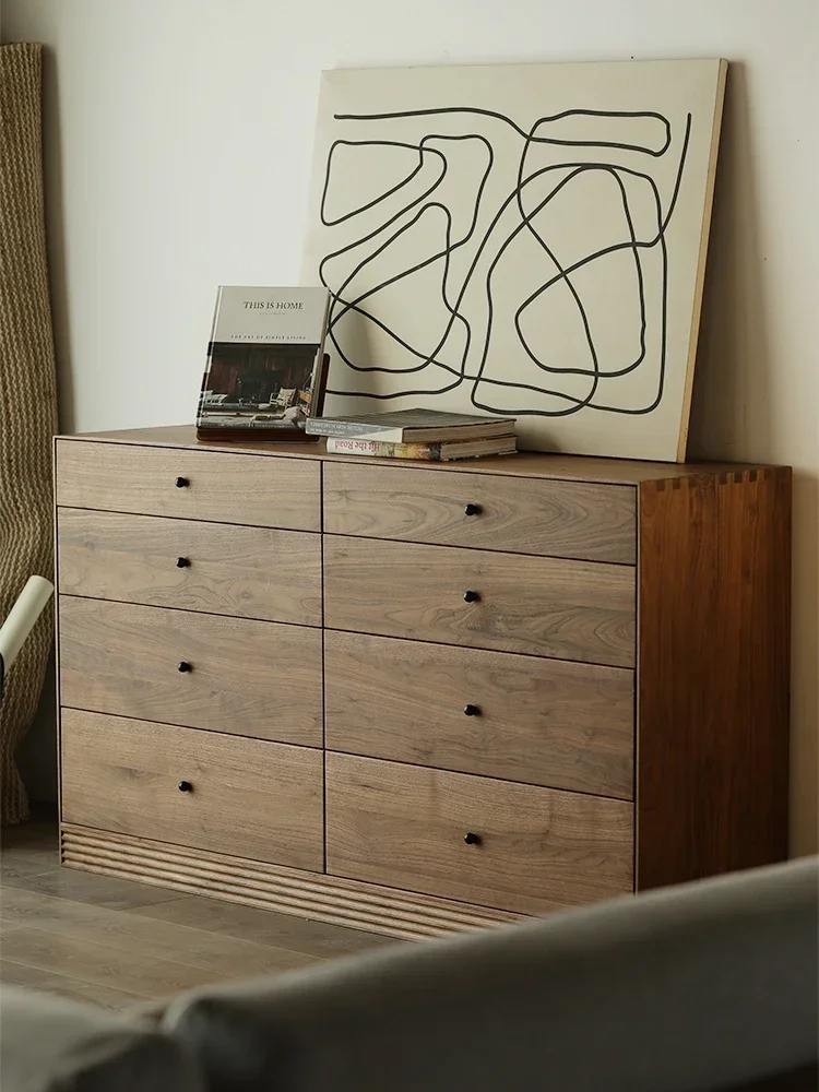 

All solid wood eight bucket cabinet Nordic style bedroom living room North American storage drawer storage cabinet