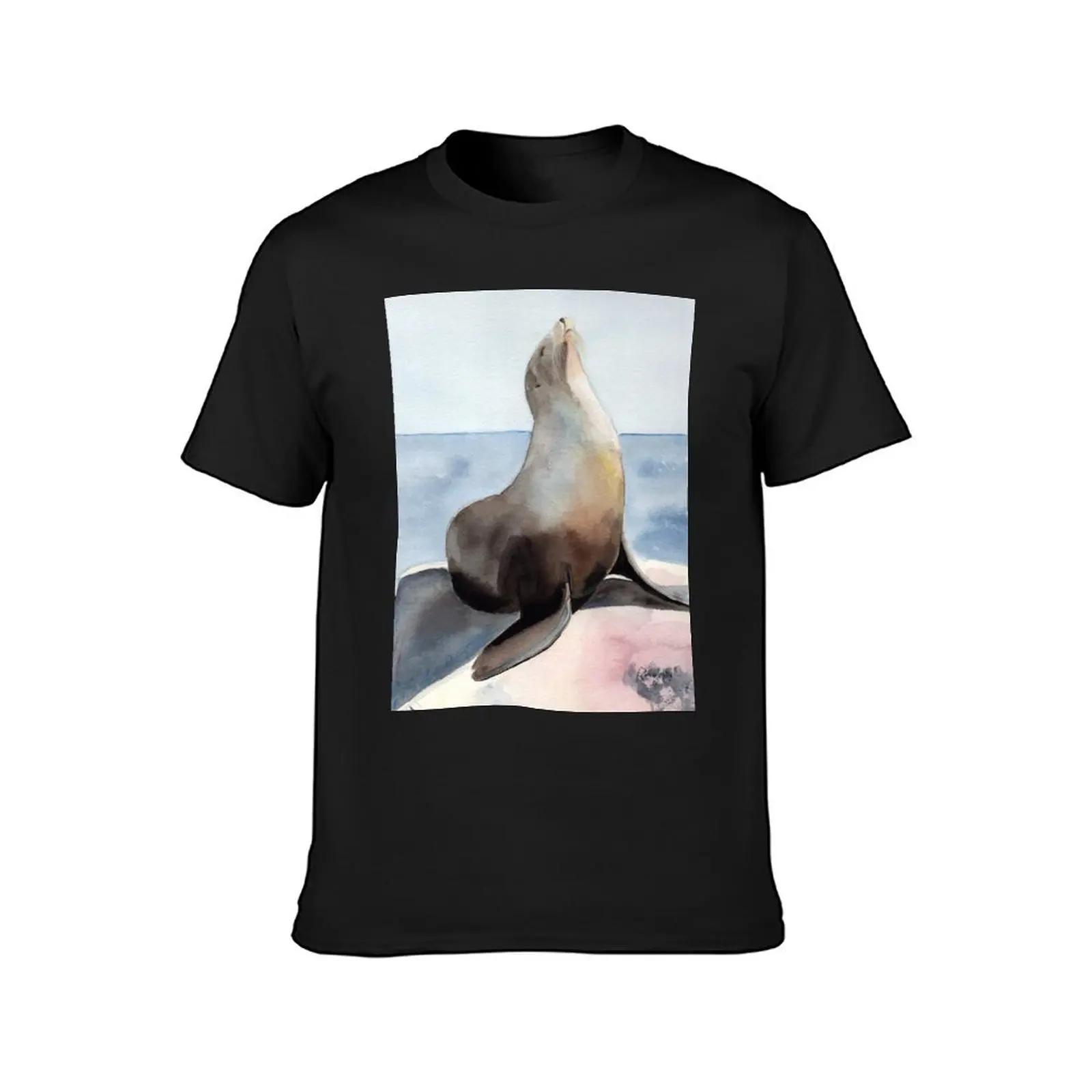 Sealion Watercolor T-Shirt boys animal print tees Blouse mens clothes