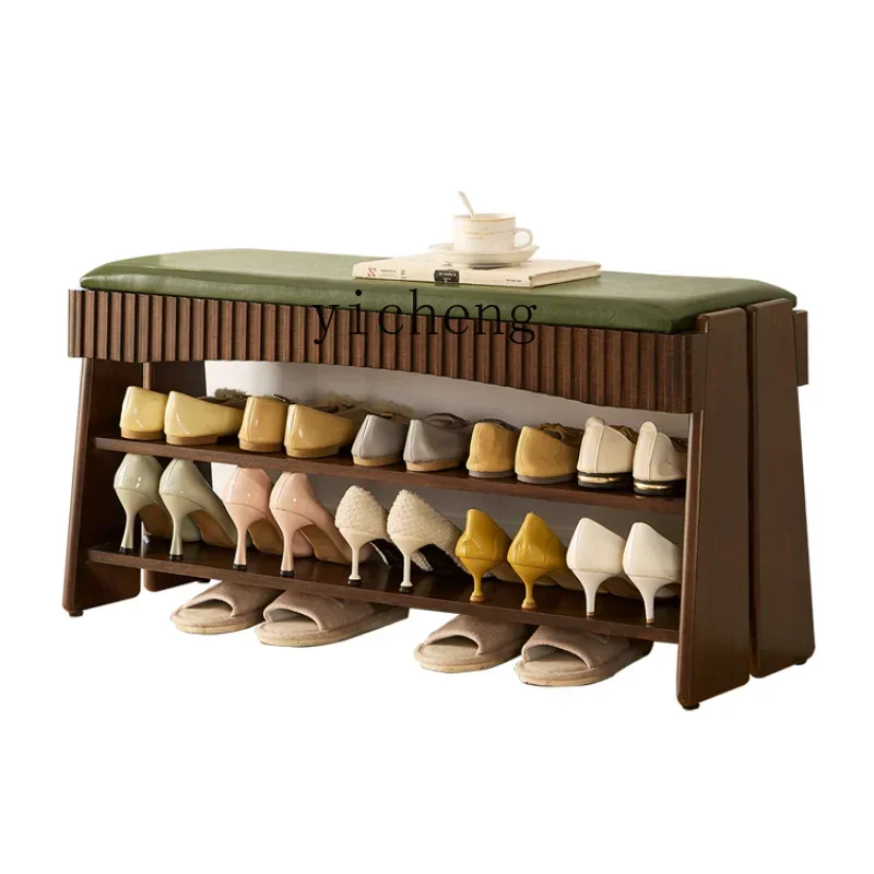 DD Home Doorway Footstool Solid Wood Shoe Rack Sitting Shoe Cabinet Stool Storage Stool