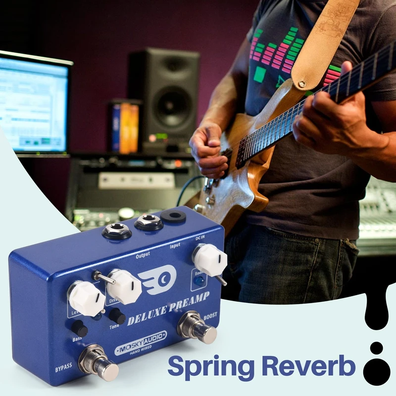 

Гитарная педаль эффектов Mosky Deluxe Preamp 2-в-1: буст и классический овердрайв, металлический корпус, с оригинальными гитарными аксессуарами