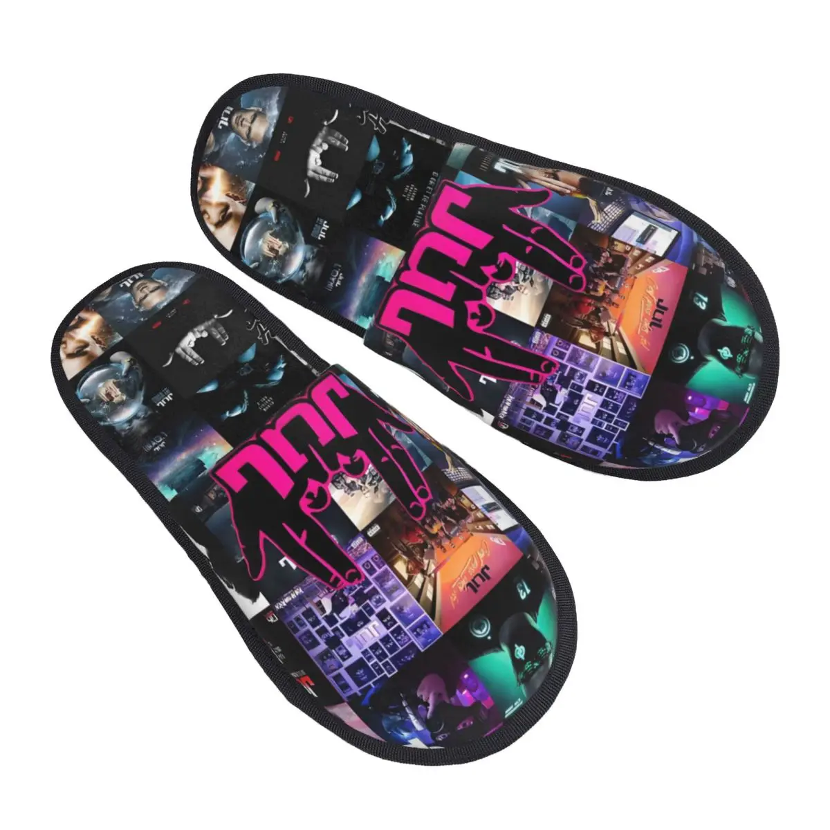 

Пользовательские Jul Gesture Collage Гостевые тапочки для спальни Женские рэп-музыка Домашние тапочки