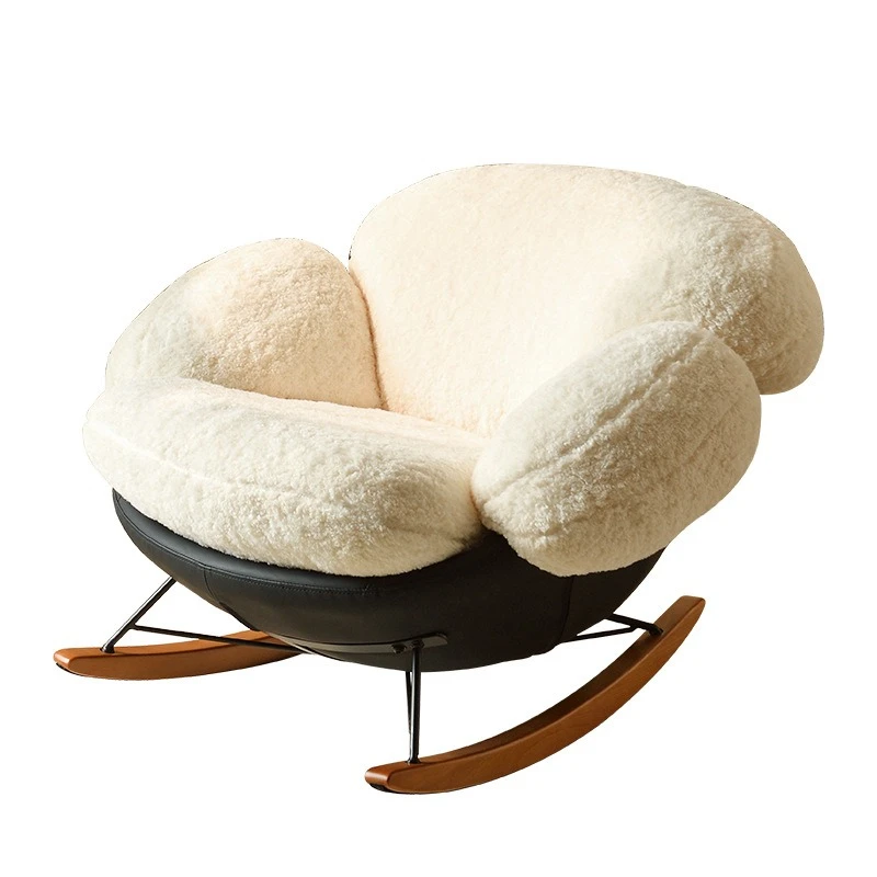 Four-leaf clover rocking chair designer living room balcony casual single sofa light luxury retro lazy sofa recliner