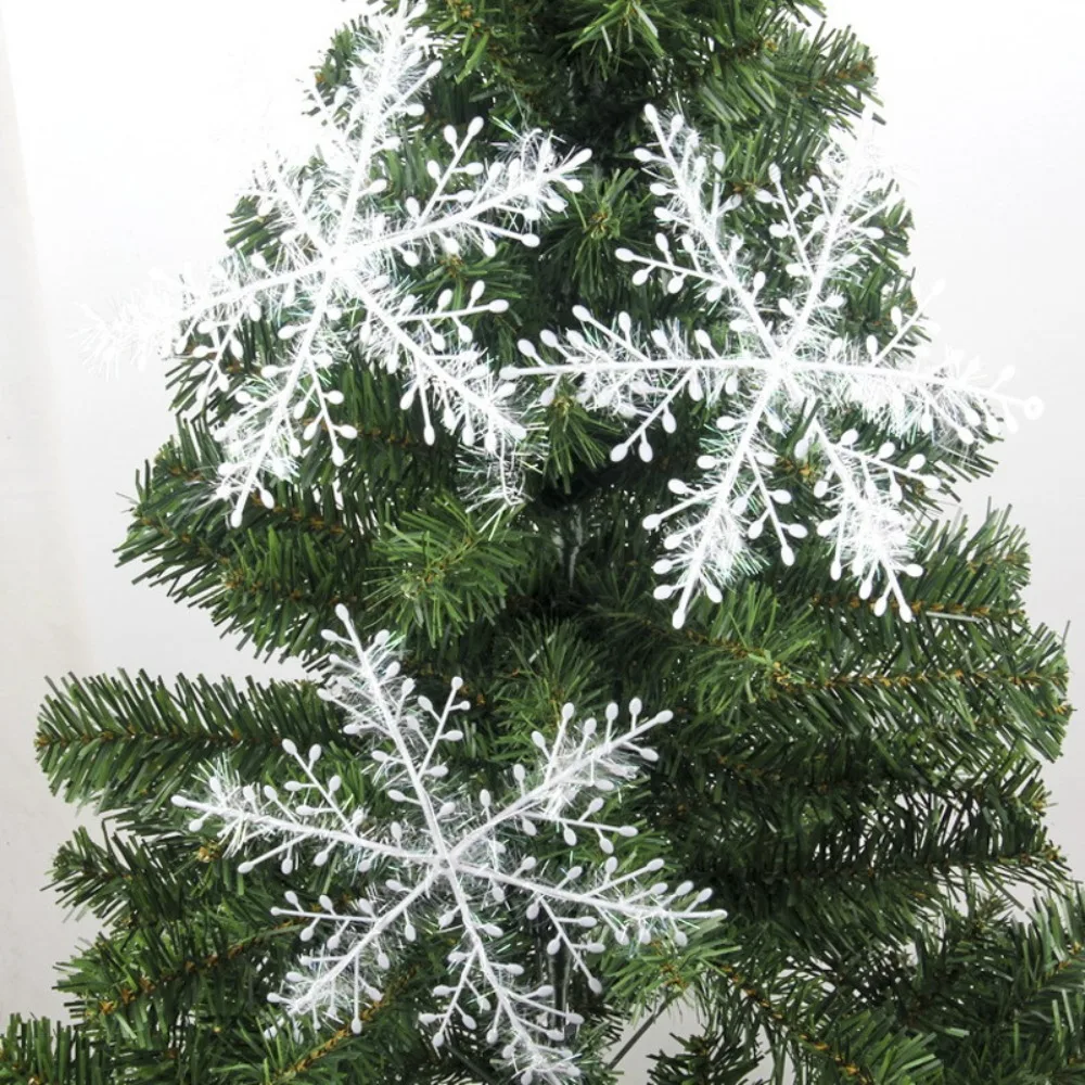 30/12 pçs enfeites de floco de neve de natal glitter falso floco de neve branco diy árvore de natal pendurado pingentes ano novo decoração de festa em casa