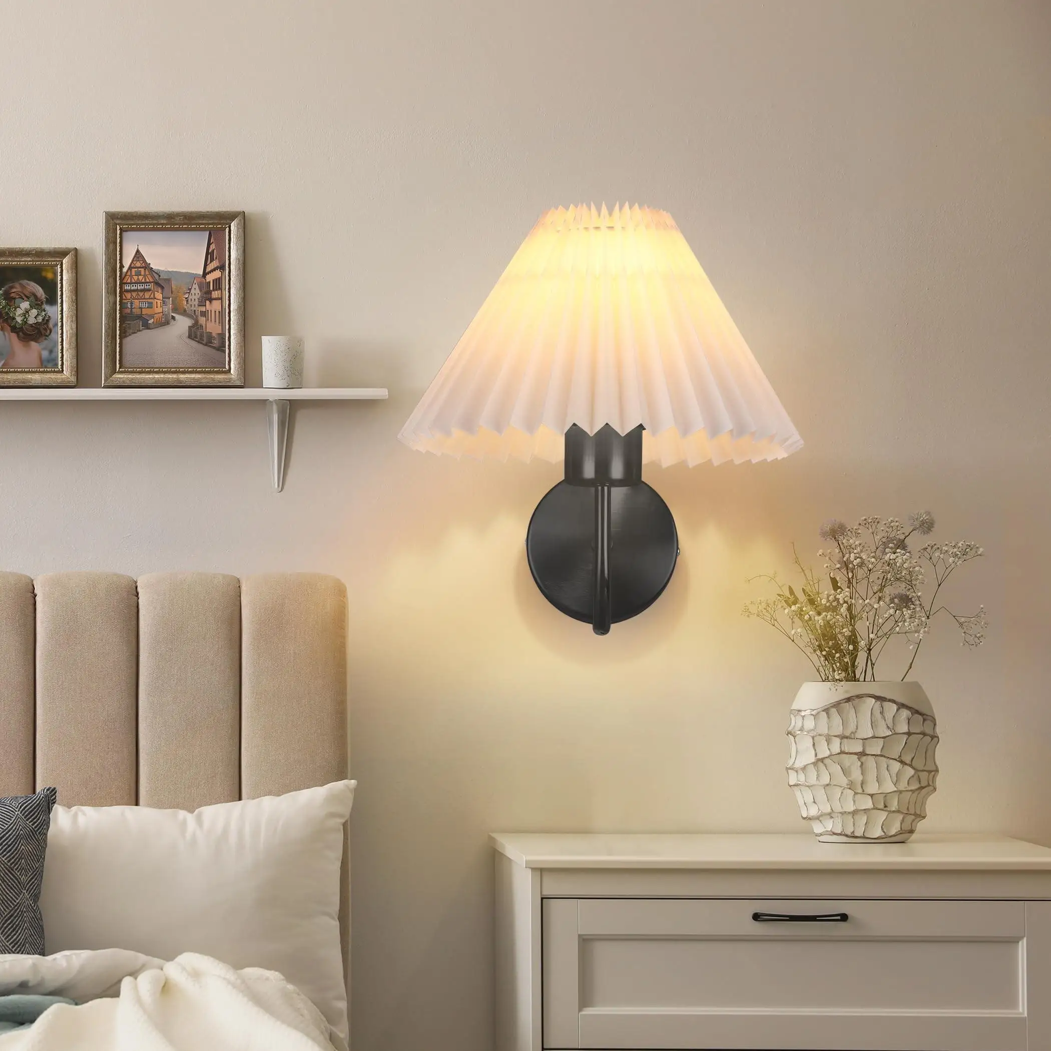 2pc Wall Lights Battery Operated Wall Sconces Gold Wireless Wall lamp with Remote RGB Colors Modes Rechargeable Home Ddcor Light