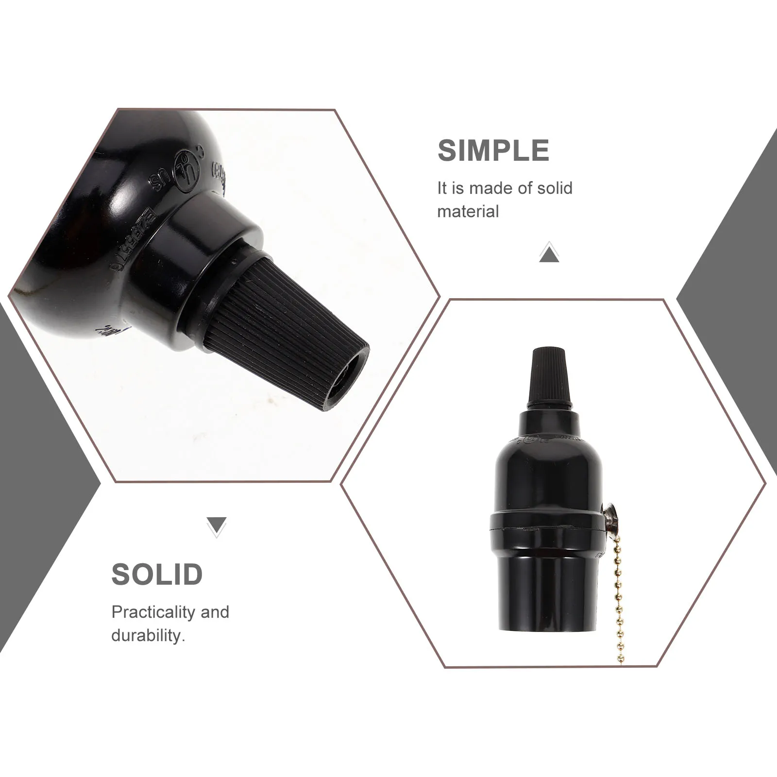 

Black Pull Chain Lamp Holder Us Standard E26 Socket Ceiling Light Accessory Durable Material Easy Install Replacement Part Home