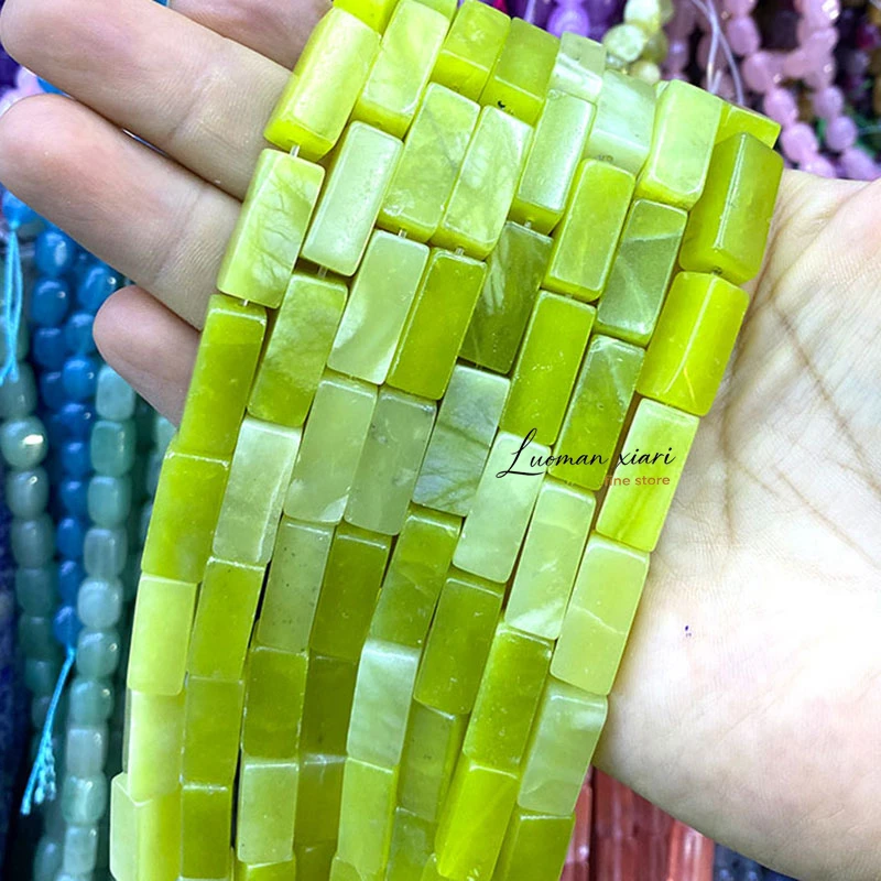 Natural Stone Cuboid 8x20mm White Jade Loose Spacer Beads for Jewelry Making Diy Earrings Bracelets Charms Accessories 15''
