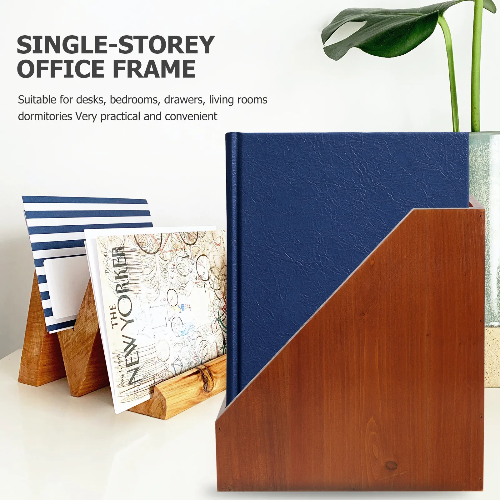 Wood Storage Box Large Capacity Desktop Organizer Multi Functional Solid Wood Office Desk Storage Container for Files Sundries