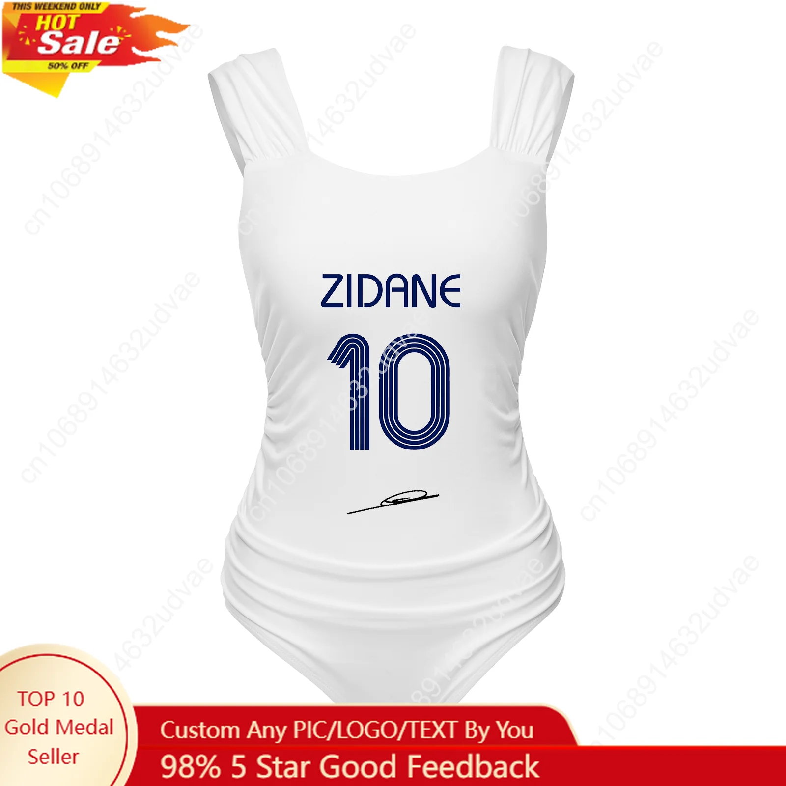 

Zidane No.10 One Piece Swimsuit Wide Strap Women Bathing Suits France Soccer Star Tailored Sexy Bikini Customize Beachwear