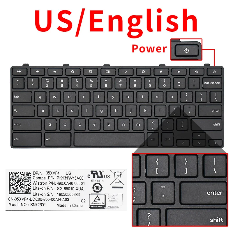 Neues Original für Dell Latitude 3180 3181 3189 3190 3300 3310 3380 Serie Laptop eingebaute Tastatur wvpk0 0 k47j pk131ww4a14