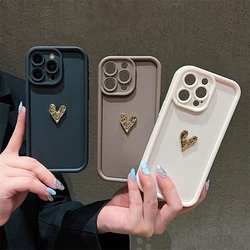 Luxury 3D Love Heart Silicone Soft Phone Case For iPhone 11 12 13 14 15 16 Pro Max XS XR 7 8 Plus Shockproof Candy Matte Cover