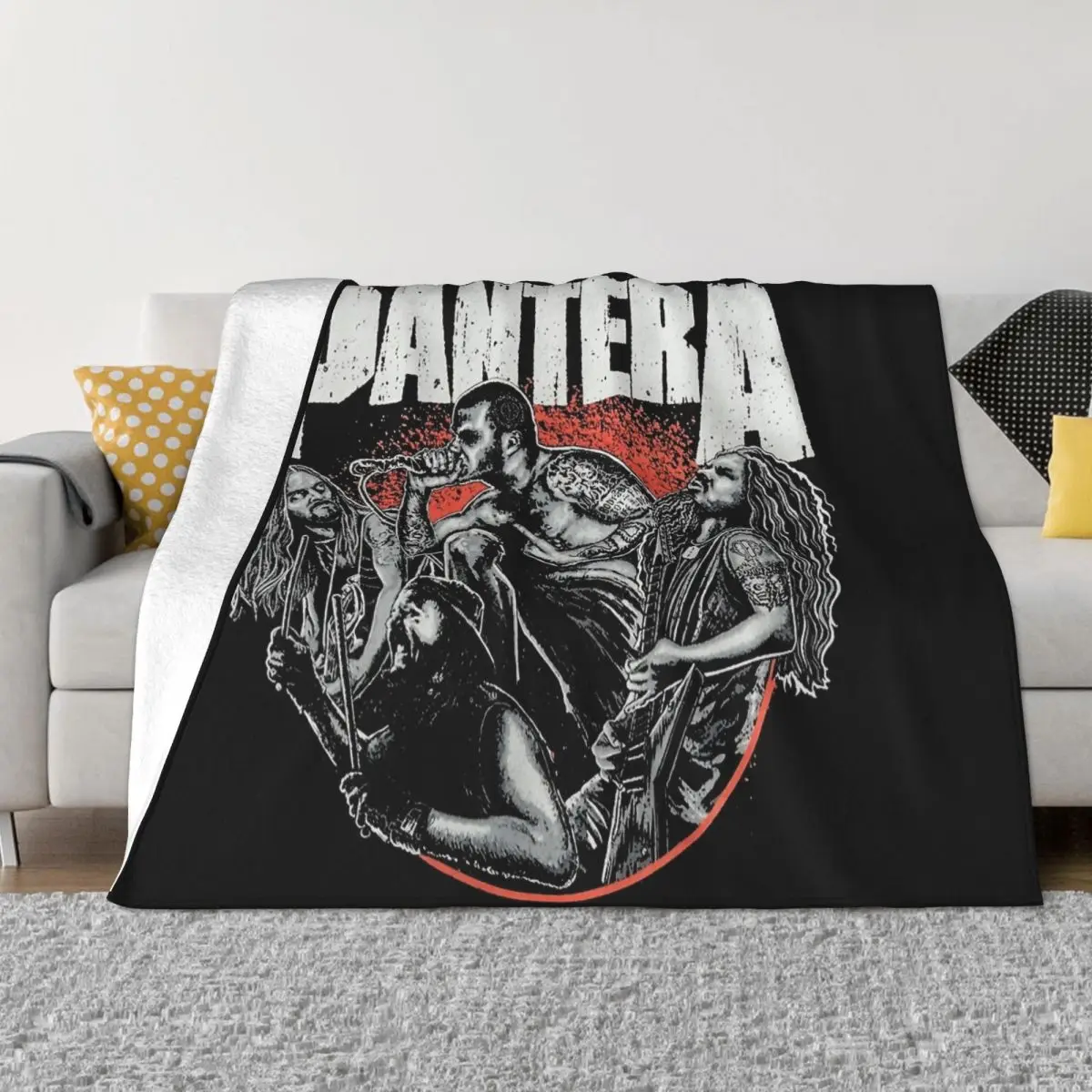 Evil Face Villain Dog Vector Art Pantera Plush Blankets Heavy Metal Custom Throw Blanket for Sofa Bedding Lounge 200x150cm