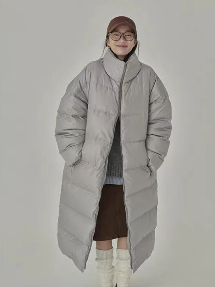 Jaqueta de inverno feminina sólida plus size estilo longo gola com zíper casacos quentes outono high street outerwear jaqueta de inverno