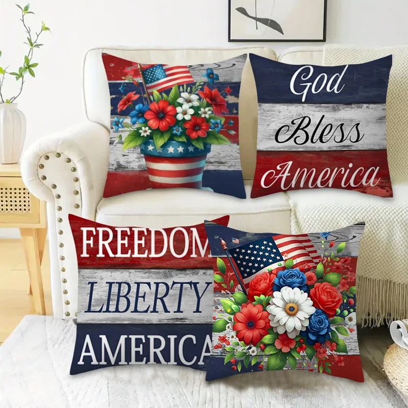 

Набор из 4 штук, 45x45 см, ко Дню независимости, Дню памяти, Дню ветеранов, США, американский летний декор для улицы