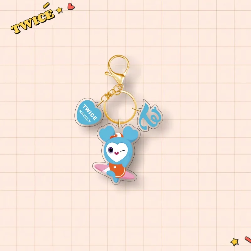 Kpop Twice Lovely Rabbit Double Sided Acrylic Keychain Character Sign Backpack Accessories Keyring NaYeon SANA MINA Merch Gift