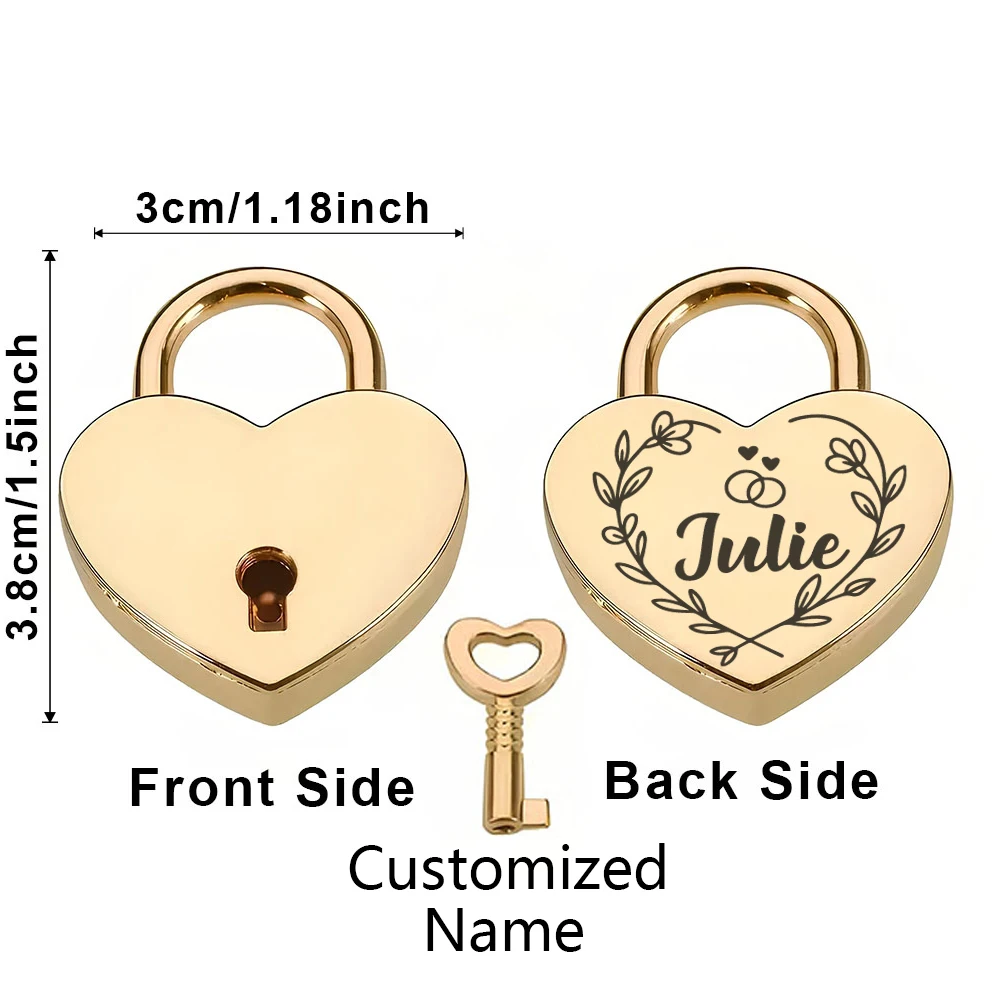 1PC Fashion Customized Name Couple Wishing Lock For Jewelry Box Small Wooden Box view 4