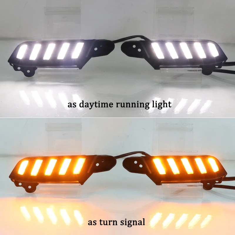 Car Fog Lamp Decoration 2-in-1 Functions LED DRL+Turn Signal LED Daytime Running Light For Toyota Tacoma 2011-2015