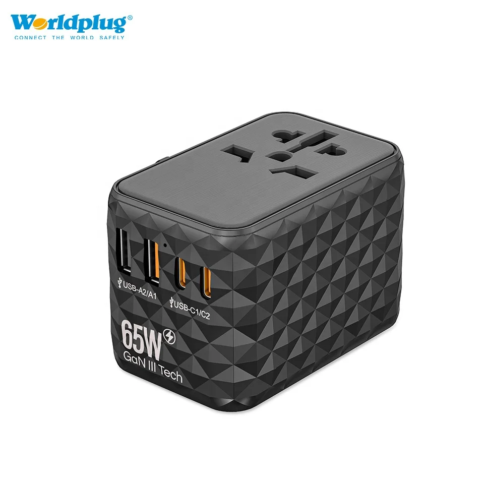 GaN 65W Universal Travel Adapter Mobile Phone Wall Charger Travel Adaptor