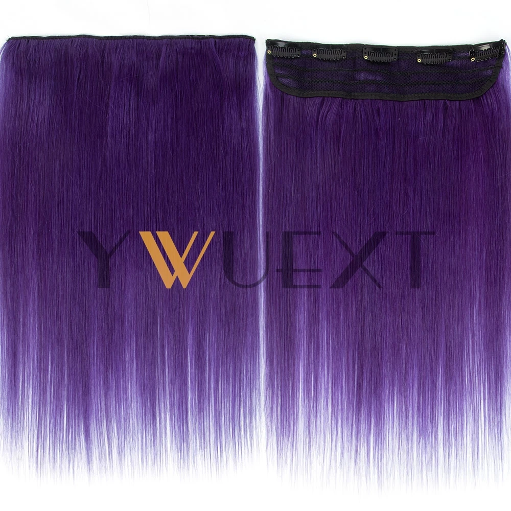 Light Weight Clip in Human Hair One Piece Fancy Colors 9 inches Width with 5 Clips Natural Straight Clip in Hairpiece 12''-20''