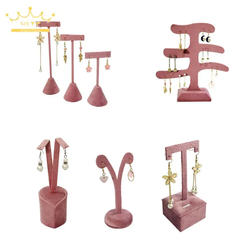 Earring Organizer Pink Velvet Earrings Storage Holder Removable Jewelry Display Props Mounts Ear Stud Display Stand