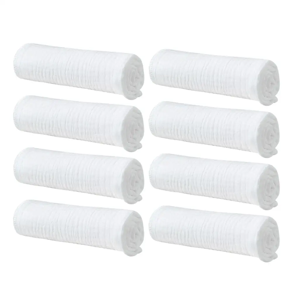 8 Pcs Baby Washcloth White Burp Cloths For Babies Burping Muslin Diapers Newborn Clothes Gauze Soft Washcloths
