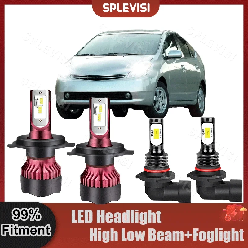 

6000K H4+9006 LED Headlamp High Low Beam Foglamp Replace Combination Bulbs For Toyota Prius 2004 2005 2006 2007 2008 2009 9V-36V