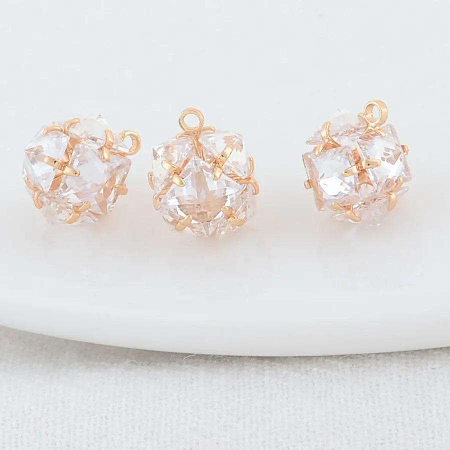 4PCS 10*11MM 14K Gold Color Brass Round Charms Pendants Necklace Earrings Jewelry Making Supplies Accessories