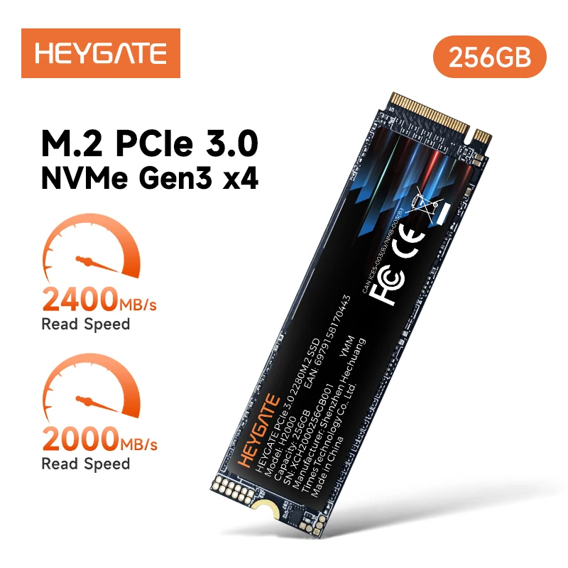 HEYGATE SSD M.2 2280 PCIe 3.0 NVMe Solid State Drive 512GB 256GB 2400MB/s Lesegeschwindigkeit für Laptop Desktop Gaming Speicher-Upgrade – Detail 5