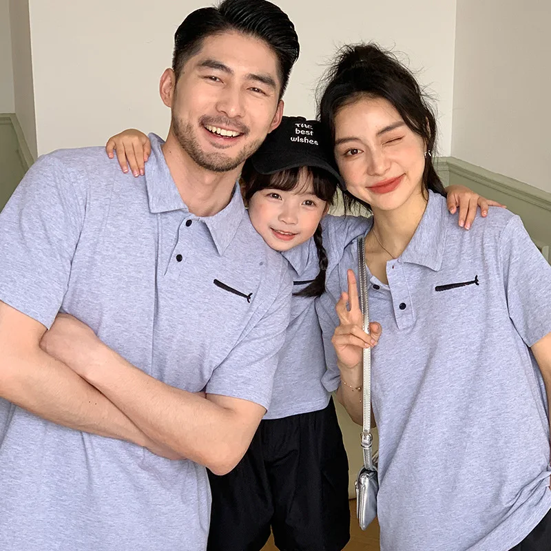 

Family Polo Shirts 2024 Summer Parent-child Clothes Father and Daughter Son Matching Same T Shirt Mother Baby Girl Boy Clothing