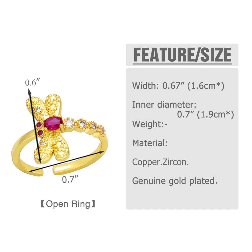 Clearance Fashion Dragonfly Rings for Men Women Copper Gold Plated Animal Open Rings Eagle Turtle Jewelry Party Gift rigr55