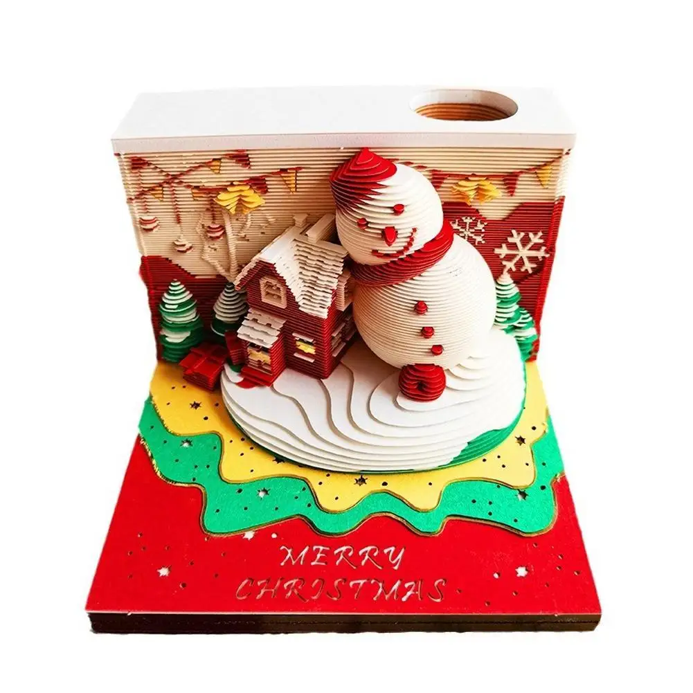 Christmas Mini 3D Note Pad 2025 Calendar Desktop Decor 3D Memo Pad Block Note Offices Paper Notes Birthday Novel Gift