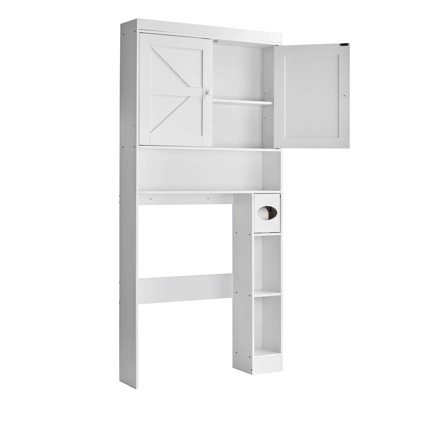 VEVOR Over The Toilet Storage Cabinet with Double Door and Adjustable Shelf Bathroom Space Saver Organizer Above Toilet White