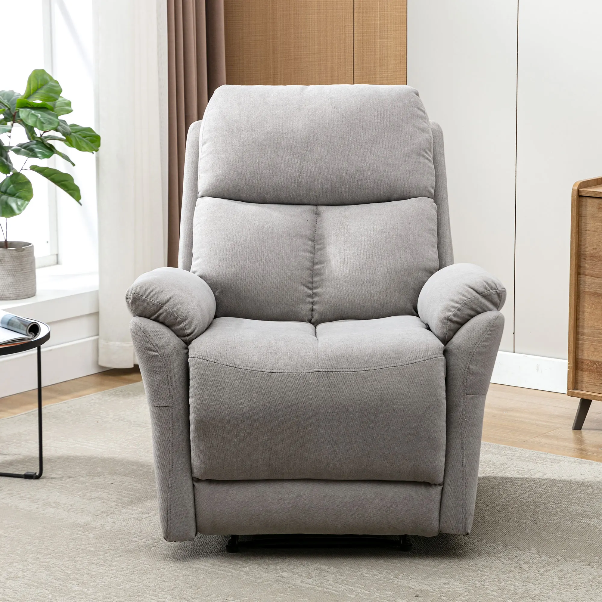 VSOGA Relax armchair with reclining function, fabric, footrest, side bag, XL